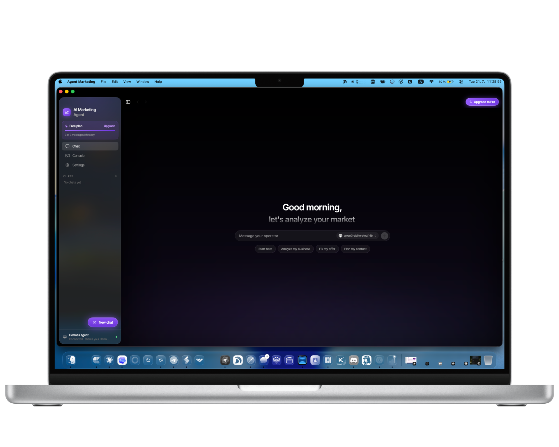 AI Marketing Agent running on macOS